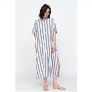 Sea NY Cici Oversized Shirt Dress Blue/White Striped